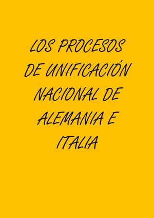 Los Procesos De Unificación Nacional De Alemania E Italia