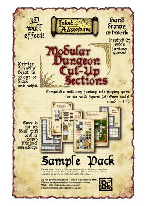 Inked Adventures Modular Dungeon Cut Up Sections Sample Pack