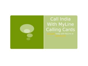 Call India With MyLine Calling Cards