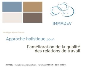 IMMADEV - Approche Holistique - Qualité des Relations au Travail