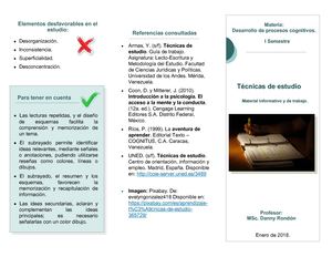 Tríptico de trabajo - Técnicas de Estudio