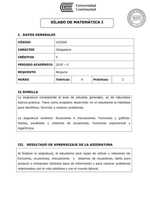 UC0564 Silabo Matemática I