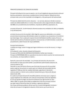 Principios Generales Del Derecho Aduanero