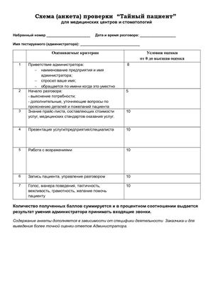 Анализ Тайный пациент мед центры кратко