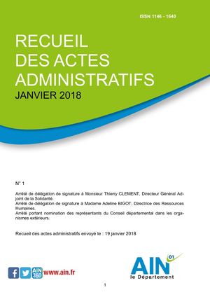Recueil Des Arrêtés De Délégation De Signature Janvier 2018