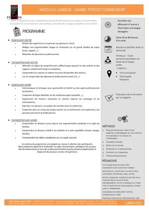 Langues (Arabe Perfectionnement)