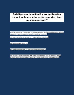 Inteligencia Emocional Y Competencias Emocionales En Educación Superior