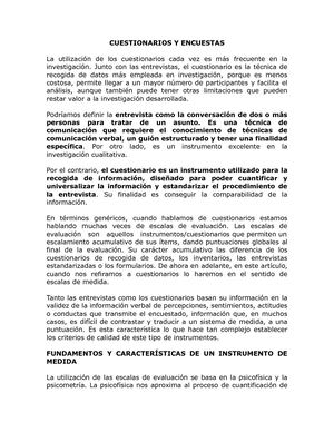 Cuestionarios Y Encuestas