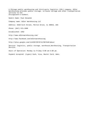 Edler Warehousing Llc