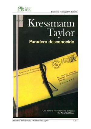"Paradero desconocido" de Kressmann Taylor