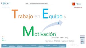 Trabajo En Equipo Y Motivación Giovanni Alfonso Huanqui Canto Oxford Group