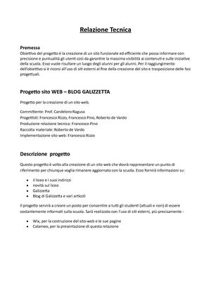 Relazione Tecnica