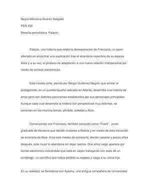 Reseña Periodística: Palacio