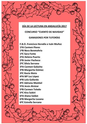 Premiados Concurso Cuento Navidad 2017
