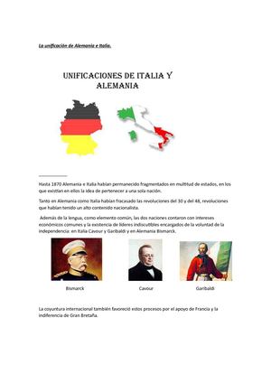 Los Procesos De Unificación De Alemania E Italia