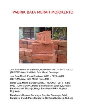 Jual Bata Merah di Malang, 0813 – 5870 – 6022 (TLP/SMS/WA)