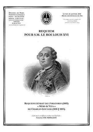 Messe de Requiem anniversaire pour le roi Louis XVI
