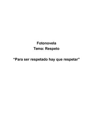 Fotonovela sobre el Respeto.