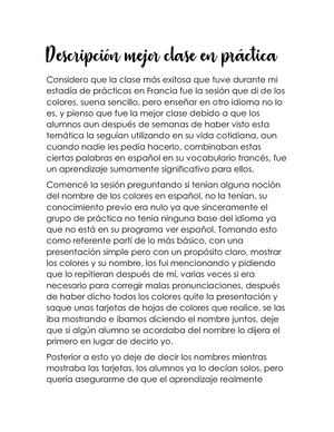 Descripción Mejor Clase En Práctica