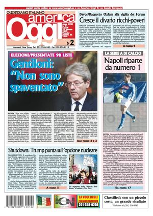 America Oggi 22 Gennaio 2018