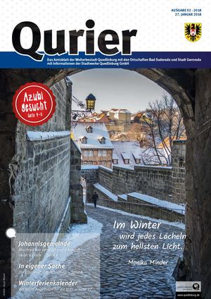Qurier 02/2018 vom 27.01.2018 - Das Amtsblatt der Welterbestadt Quedlinburg mit den Ortschaften Bad Suderode und Stadt Gernrode mit Informationen der Stadtwerke Quedlinburg GmbH