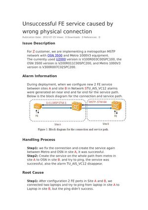 Unsuccessful Fe Service Caused By Wrong Physical Connection