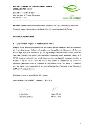 A Assemblea General Extraordinària Estatuts