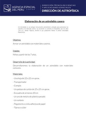 Elaboración De Una Astrolabio Casero