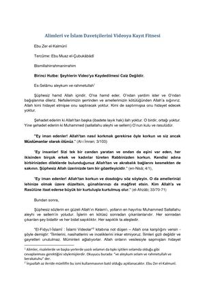 Alimleri Ve İslam Davetçilerinin Videoya Kayıt Fitnesi