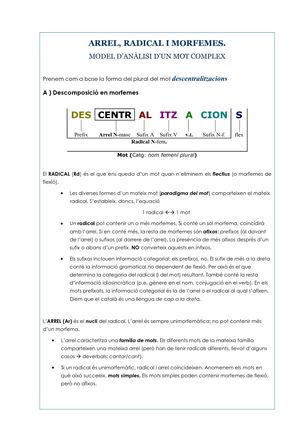 Arrel, radical i morfemes