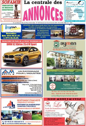 La Centrale des Annonces N° 1387 Semaine du 14 au 20 Janvier 2018