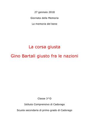 Gino Bartali Giusto Fra Le Nazioni Classe 3^d