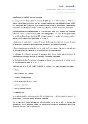 Cuestionario De Maslach Burnout Inventory