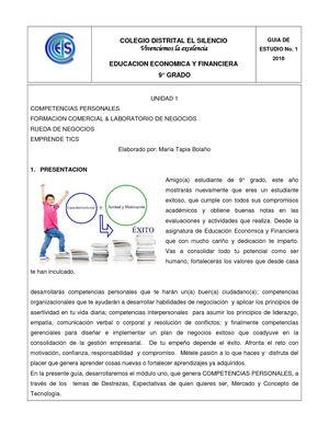 Guia No 1 Educacion Economica Y Financiera 9°