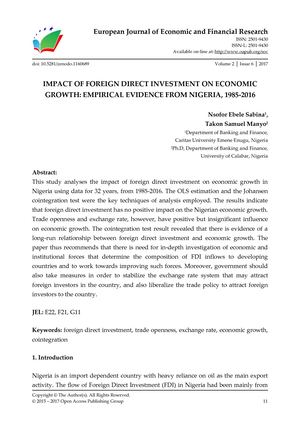Calaméo - IMPACT OF FOREIGN DIRECT INVESTMENT ON ECONOMIC GROWTH ...