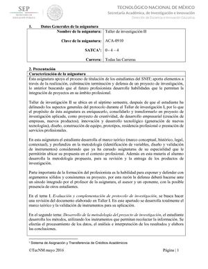 Taller De Investigacion Ii