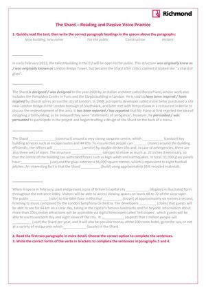 Richmond The Shard Passive Voice Practice