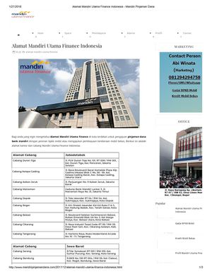 Alamat Mandiri Utama Finance Indonesia Mandiri Pinjaman Dana