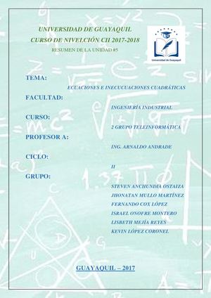 ECUACIONES E INECUACIONES CUADRÁTICAS