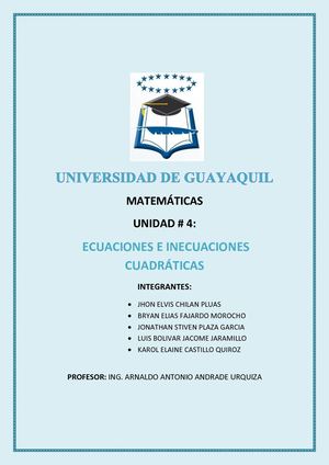 Ecuaciones E Inecuaciones Cuadráticas