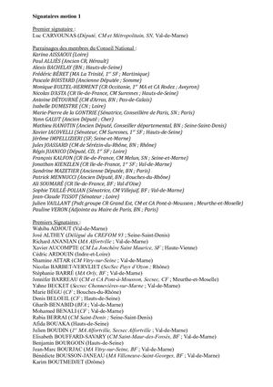 Signataires « Un Progrès Partagé Pour Faire Gagner La Gauche »