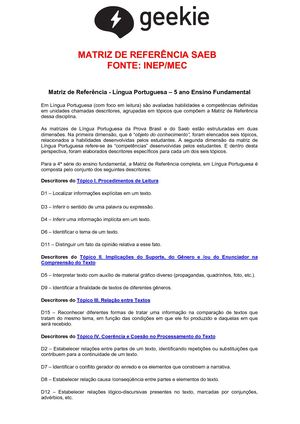 Matriz Referencia 5 Ano Completa