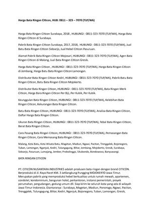 Harga Bata Ringan Citicon, HUB: 0811 – 323 – 7070 (TLP/WA)