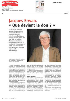 JACQUES ERWAN - Le Telegramme 26 Jan 18