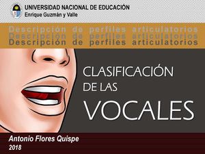 Descripción de vocales Perfiles Articulatorios. Antonio Manuel Flores Quispe LINGUISTICA