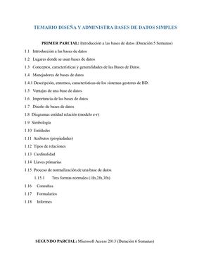 Temario Diseña Y Administra Bases De Datos Simples 1