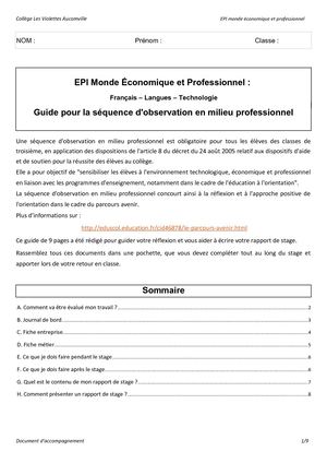 Dossier rapport de stage