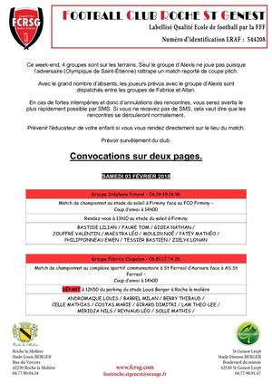 Convocation 03 Février 2018