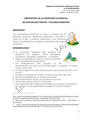 Prevención En La Ingestión Accidental De Sustancias Tóxicas Y De Medicamentos Pdf