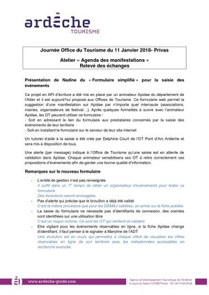 Atelier Agenda Manifestations